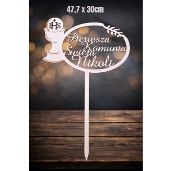 Pierwsza Komunia Święta Nikoli, Amaze wianek owal, kielich 30cm, sklejka 3mm